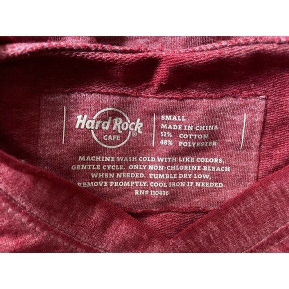 London Hard Rock Cafe Long Sleeve Red Lightweight Hoodie Women’s Size Small - Picture 6 of 6